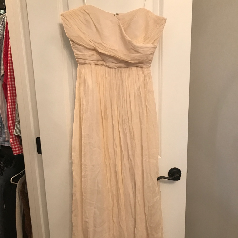 J Crew Strapless Chiffon Dress in Cream